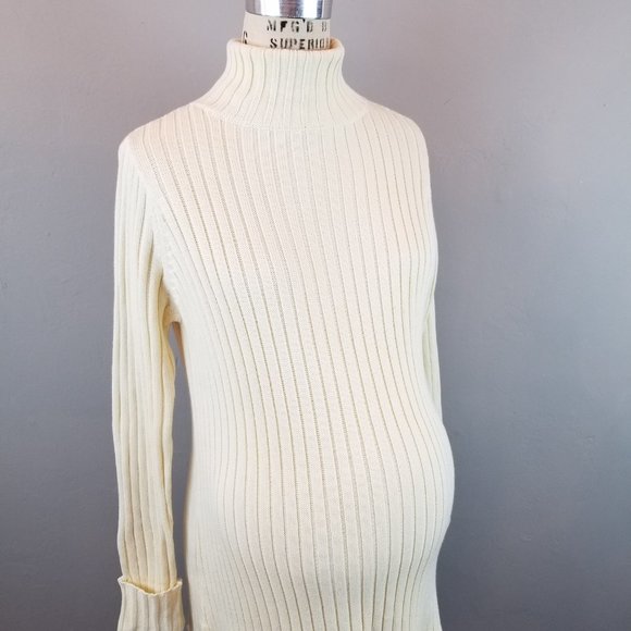 Maternity Ribbed L/S Cream Turtleneck Sweater by Belly Basics Size Small  NEW - Picture 6 of 7